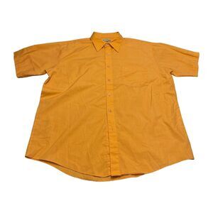 Haband Shirt Men's 16 Orange Polyester Pockets Short Sleeve Casual Button-Up